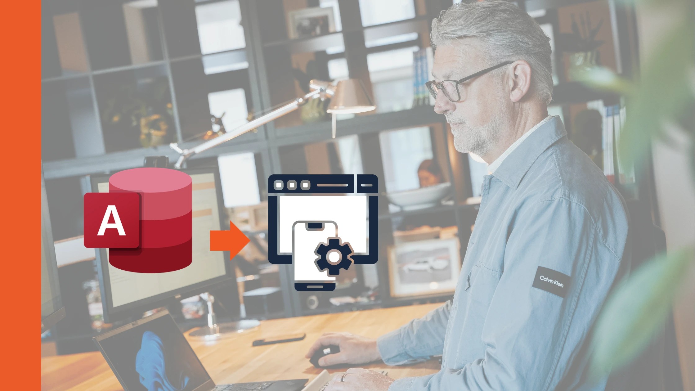 Medewerkers werken samen in een moderne webapp als alternatief voor Microsoft Access.