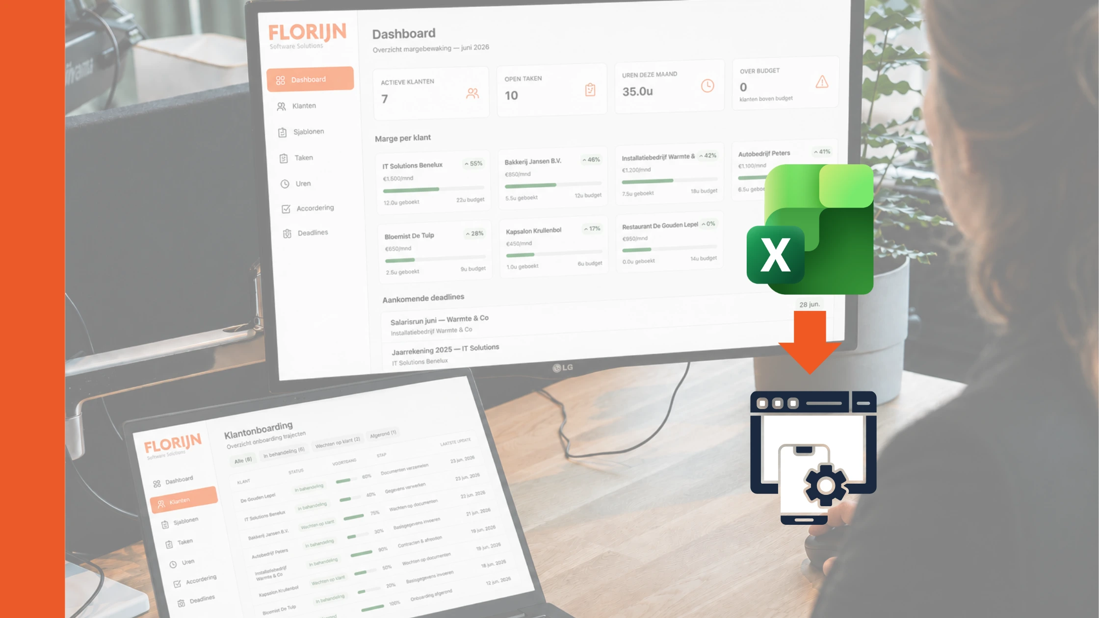 Medewerkers werken samen in een webapplicatie als alternatief voor complexe Excel-bestanden.